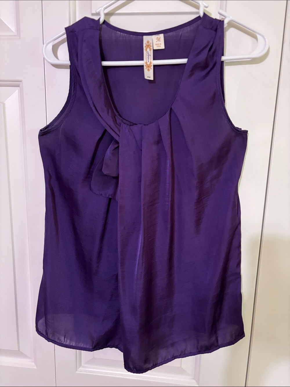 Adiva Purple Sleeveless Pleated Blouse size M